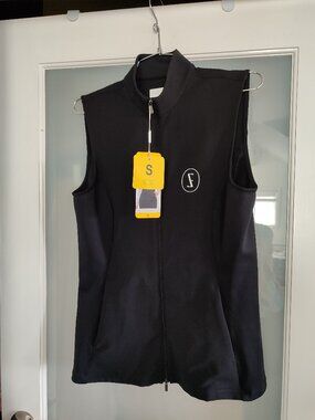 NWT Women Greg Norman Freedom Play Dry  Black Full-Zip Golf Vest – Size S